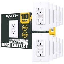 Faith 10-Pack GFI Receptacle 15 Amp Tamper-Resistant GFCI Self-Test White