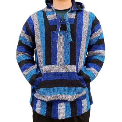 Baja Hooded Jacket: Light Blue & Dark Blue