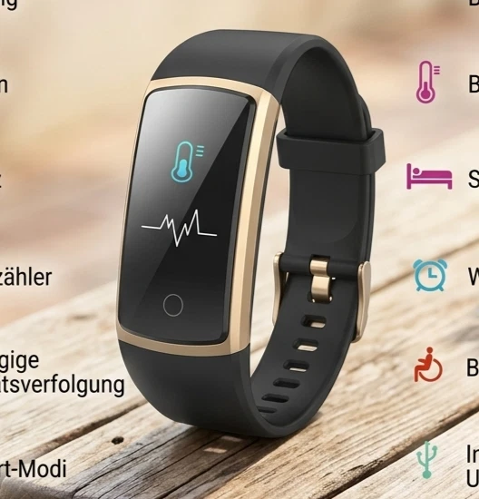 Fitness Tracker Smartwatch Heart Rate, Blood Pressure, 14 Sports Modes Black/Gold
Opens in a new win