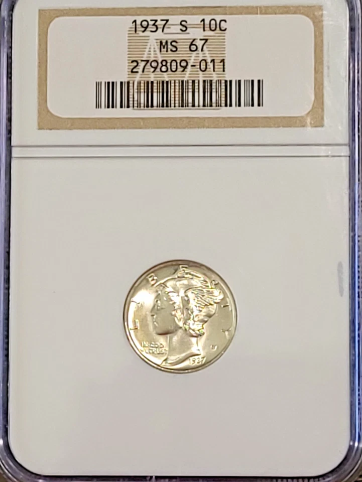 1937-S MERCURY DIME NGC GRADED IN MINT STATE 67 (MS67) - Image 2 of 4