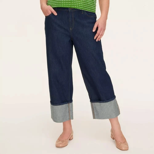Women's High-Rise Straight Leg Wide Cuff Jeans - kate spade new york