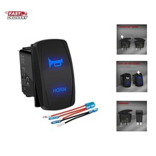 12v Horn Button Momentary Rocker Switch Blue Led 12 Volt Ranger Auto Train At...