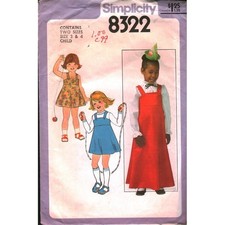 Vintage Simplicity 8322 Child Dress Jumper Sewing Pattern Size 3 4 Retro 1977