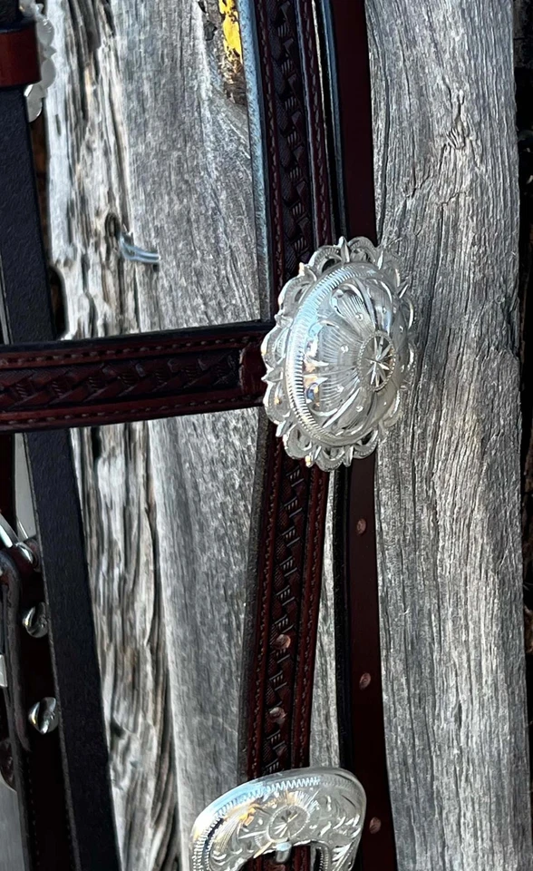 Beautiful SILVER BROW BAND HEADSTALL By Hansen Of CA - Image 4 of 4