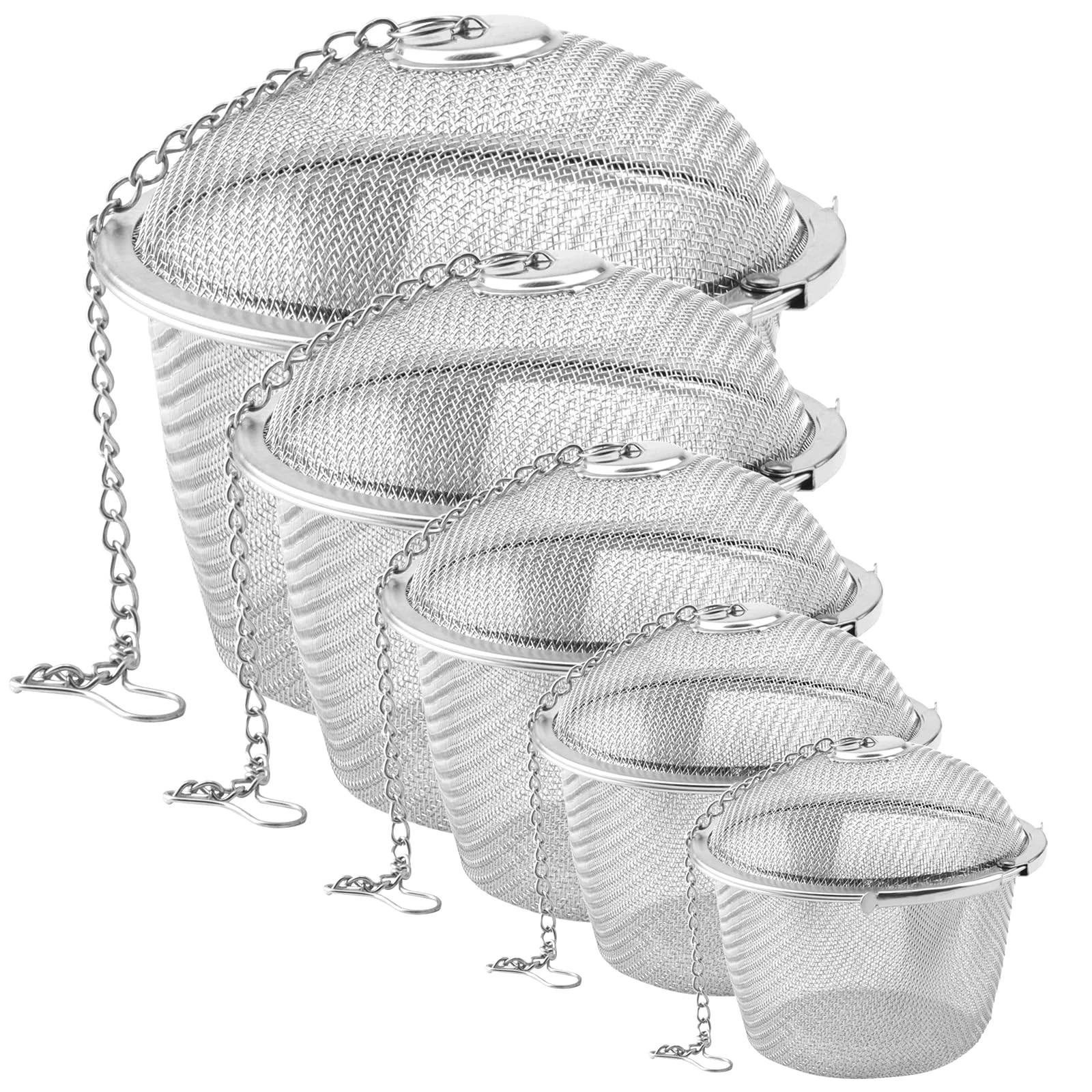 Set of 5 Tea Infuser for Loose Tea, 5 Sizes Fine Mesh Tea Strainer with Chain...