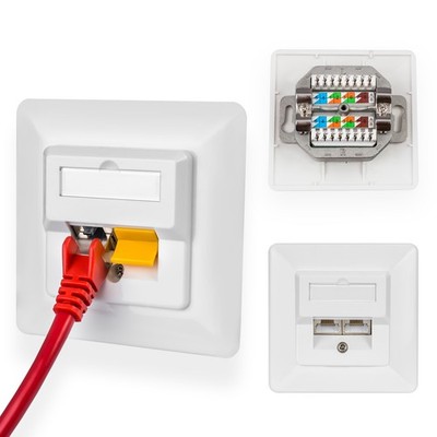Netzwerkdose Cat 5e LSA Unterputz Dose RJ45 LAN Ethernet DSL Internet 2-Port
