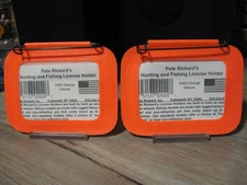 2 Pete Richard's Hunting License & Tag Protector Carriers / Blaze Orange
