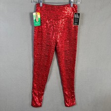Tipsy Elves Women's Sequin Pull On High Waisted Leggings Size S Red NWT