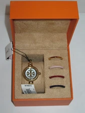 Tory Burch Reva Small Gold Bangle Watch Gift Set Interchangeable Bezels TBW4029