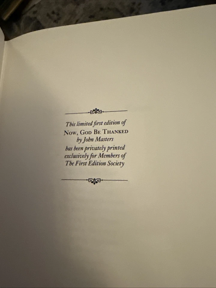 Franklin Library Now, God be Thanked FINE John Masters Leather British War Novel - Image 3 of 4