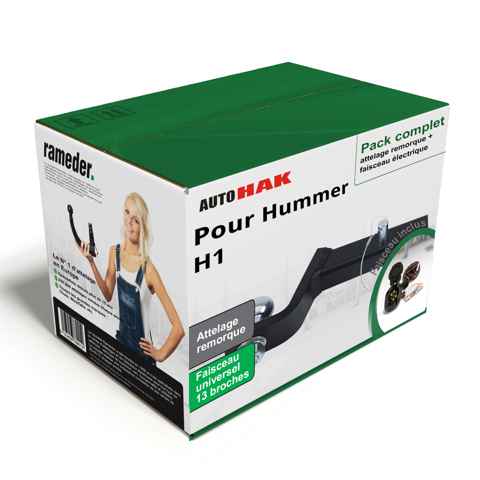 Attelage Hummer H1 92- démontable outil attache remorque faisceau 13 broches