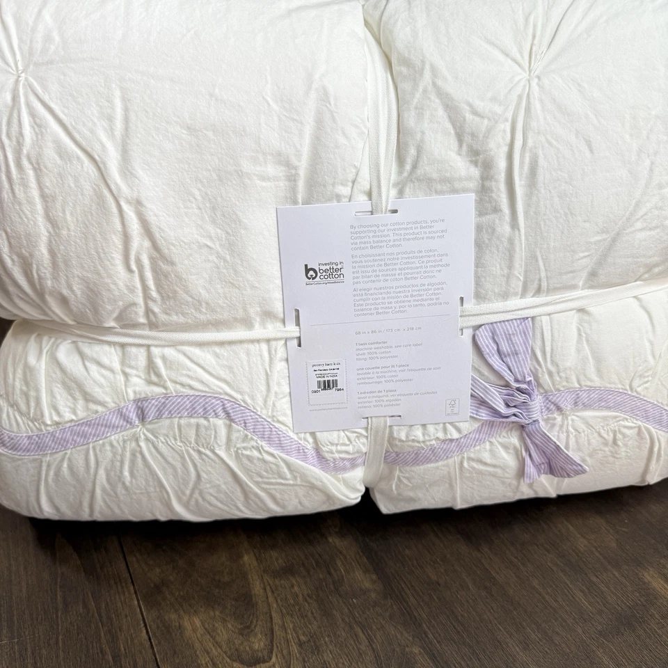 EDREDÓN DE ARCO A RAYAS PARA NIÑOS DE GRANERO DE CERÁMICA, DOBLE 100 % ALGODÓN ~ LAVANDA Foto 2 de 4