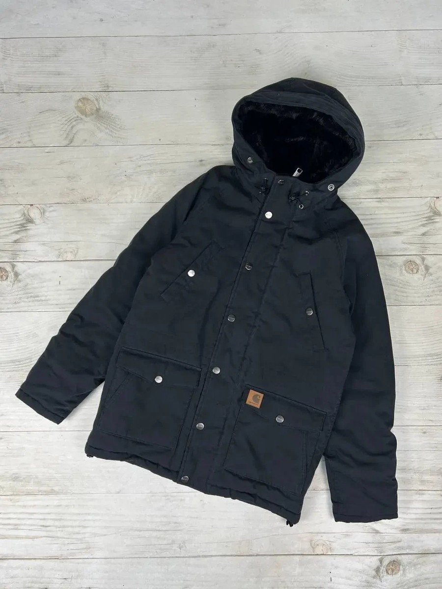 Carhartt WIP Trapper Parka Puffer Jacket Men Size S Black | eBay