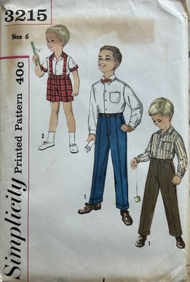 Vintage 1950s Simplicity Sewing Pattern 3215 Boys Shirt Shorts & Trousers Size 6