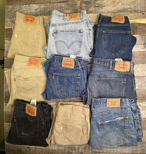 Lot of 9 Levis Jeans Wholesale Mens Sizes 500 Series Reseller Craft Y2K Denim