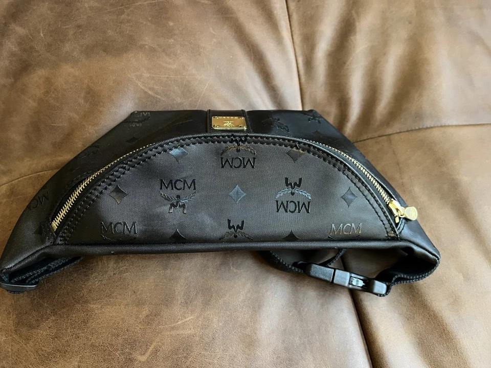 MCM Belt Bag Fanny Pack, Black and Gold - Image 2 of 4