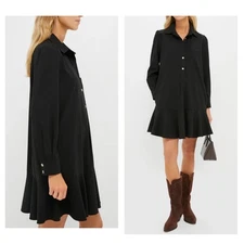 Tuckernuck Pomander Place Callahan Dress Black Crepe Shirt Dress Size XL NEW