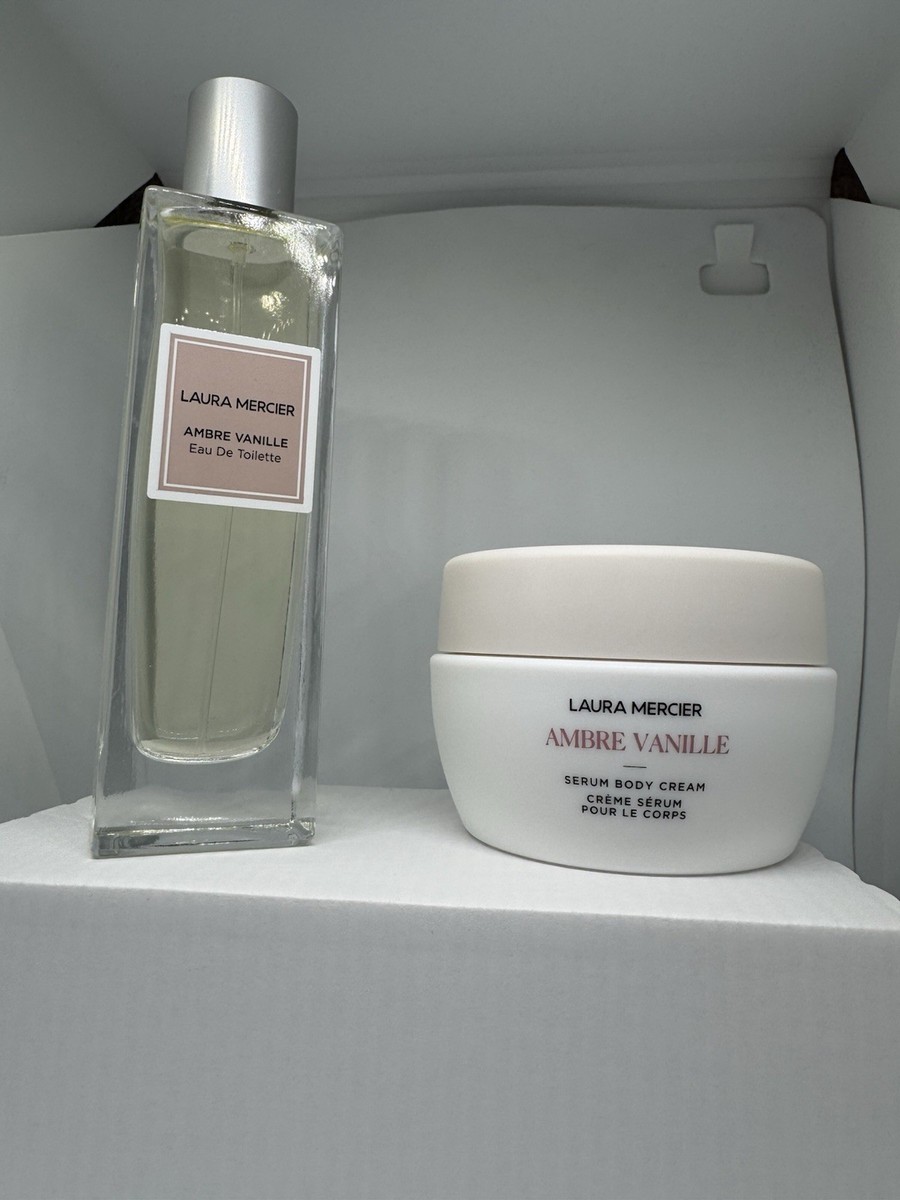 laura mercier AMBRE VANILLE 2 PC SET 3.4 oz ~ Serum Body Cream +
