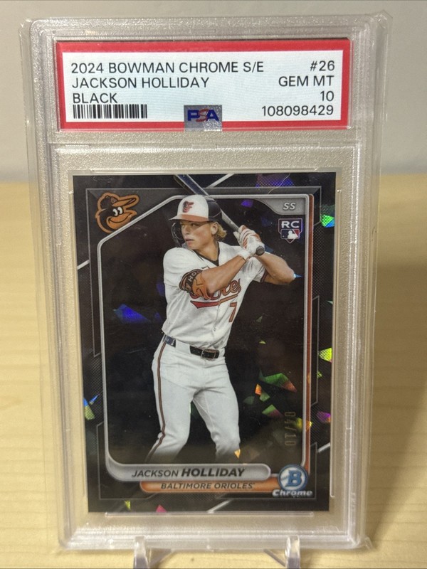 2024 BOWMAN CHROME #26 JACKSON HOLLIDAY - BLACK #4/10 - (RC) - PSA 10