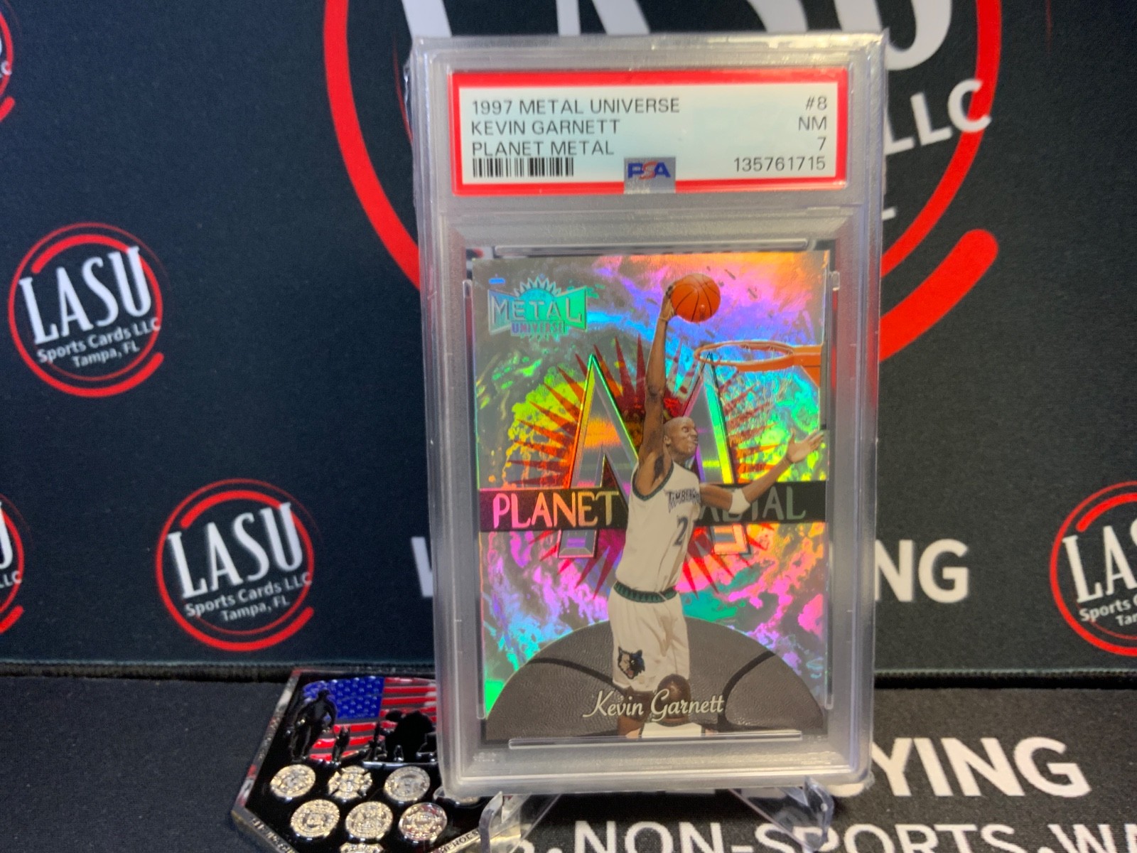 1997 METAL UNIVERSE PLANET METAL #8 KEVIN GARNETT PSA 7