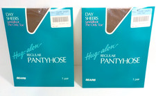 Sears Hug Alon Pantyhose Full Figure Short Smoky Taupe 2 Pr Sandalfoot Vintage