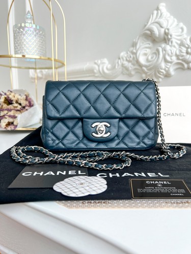 Authentic Chanel small dark gray lambskin crossbody bag 17354630 B0910 - Picture 5 of 24