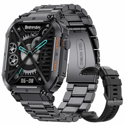 LIGE Outdoor Sports Fitness Smartwatch for Men 1.96 Inch Screen Bluetooth Callin