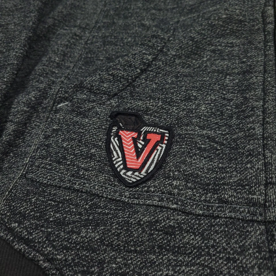 y2k Volcom Hoodie Womens XL Fleece Pullover Retro logo patches (No Drawstring) - Image 3 of 4