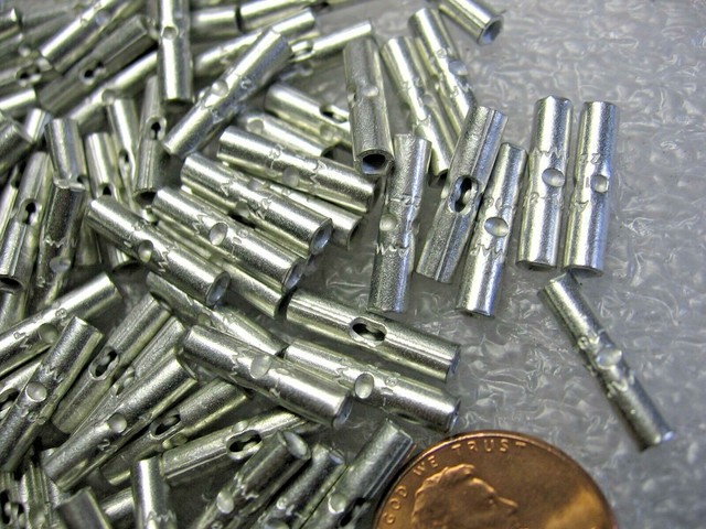 100) AMP 330367 Uninsulated Crimp Compression Butt Splice Terminals 22 ...