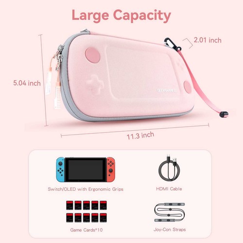 GeekShare Custodia da Trasporto per Nintendo Switch/OLED Custodia con Impugnatura Ergonomica Hardshell - Foto 5 di 10