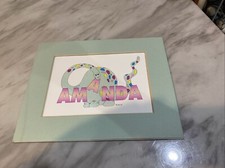 Dinosaur  Amanda  Matted Print Picture Nursery Decor Vintage 1992