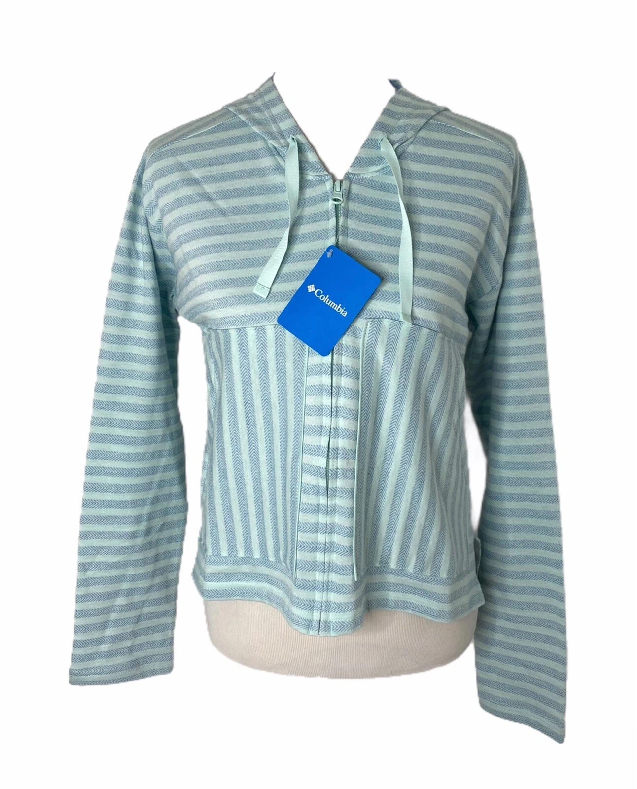 Columbia Womens Small Hoodie Blue Striped Melody Spring Sportswear Light