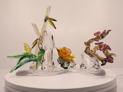 ✨美品✨SWAROVSKI クリスタルフラワー置物 4個セット Swarovski Crystal Four Noble Plants Asian Chinese 5283057 | eBay