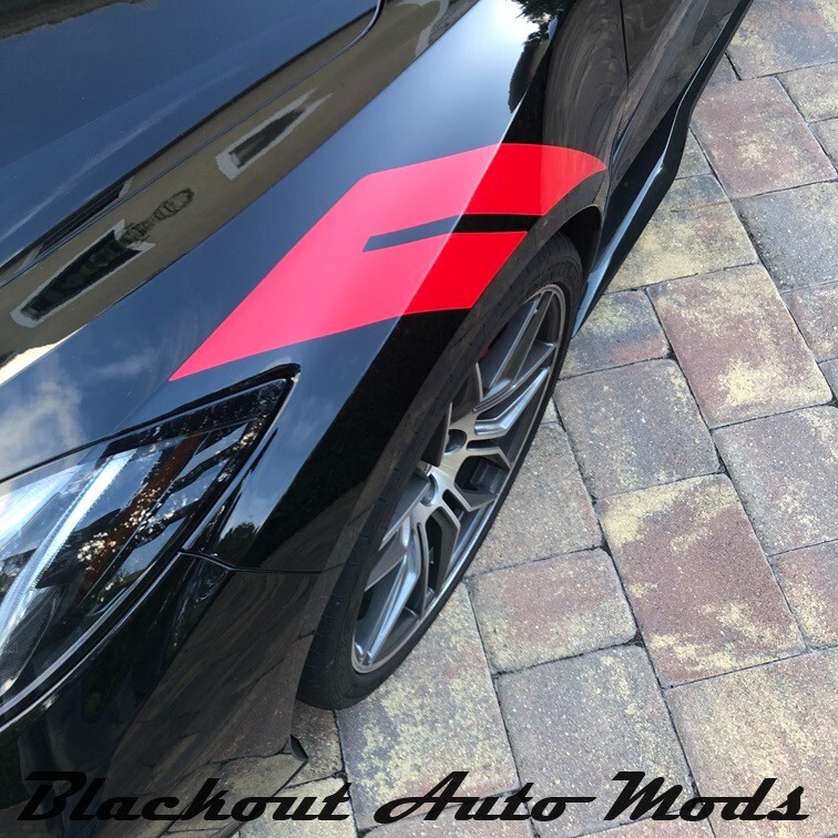2023-2025 C8 Corvette Z06 Premium Bright Red Fender Hash Stripe Decals ...