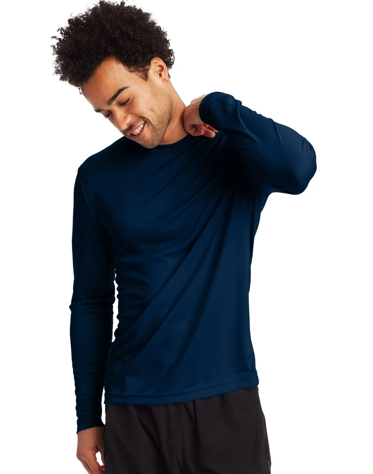 Hanes Long Sleeve Tee 2-Pack T-Shirt Sport Men's FreshIQ Cool DRI Jersey S-3XL
