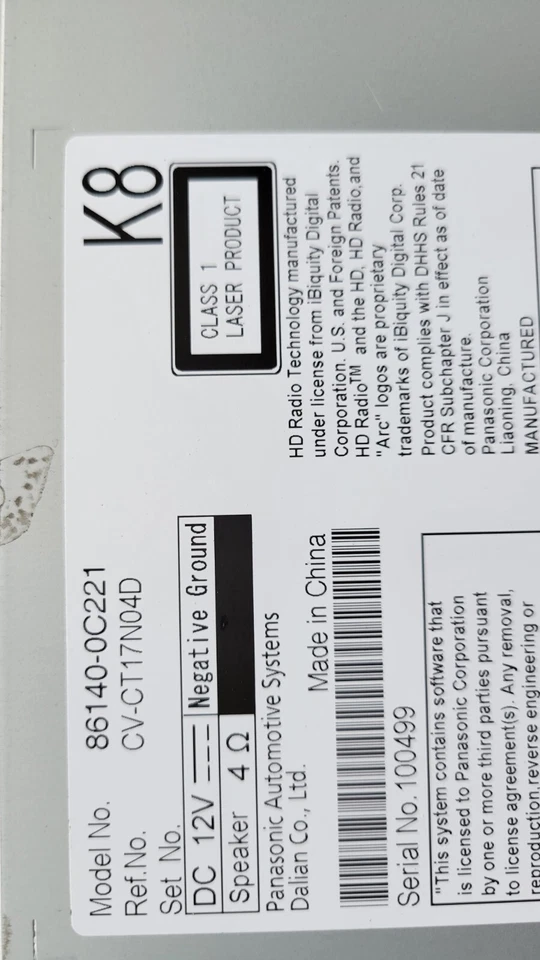 Toyota Sequoia AM FM 2019 CD MP3 receptor de radio 86140-0C221 OEM Foto 2 de 4