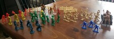 Vintage toy figure Lot 60 Cowboys, Indians Horses wagon cart Corral Fence