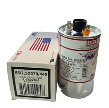 55/7.5 MFD AmRad Run Capacitor 370/440VAC USA Made USPS Priority