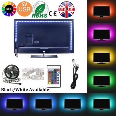 5 V 5050 RGB LED STREIFEN LICHT WASSERDICHT USB IR FERNBEDIENUNG TV PC RÜCKSEITE AUTO