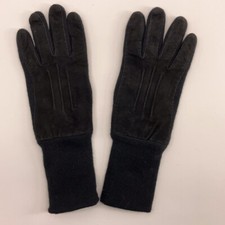 Black Stretch Knit and leather dress winter gloves