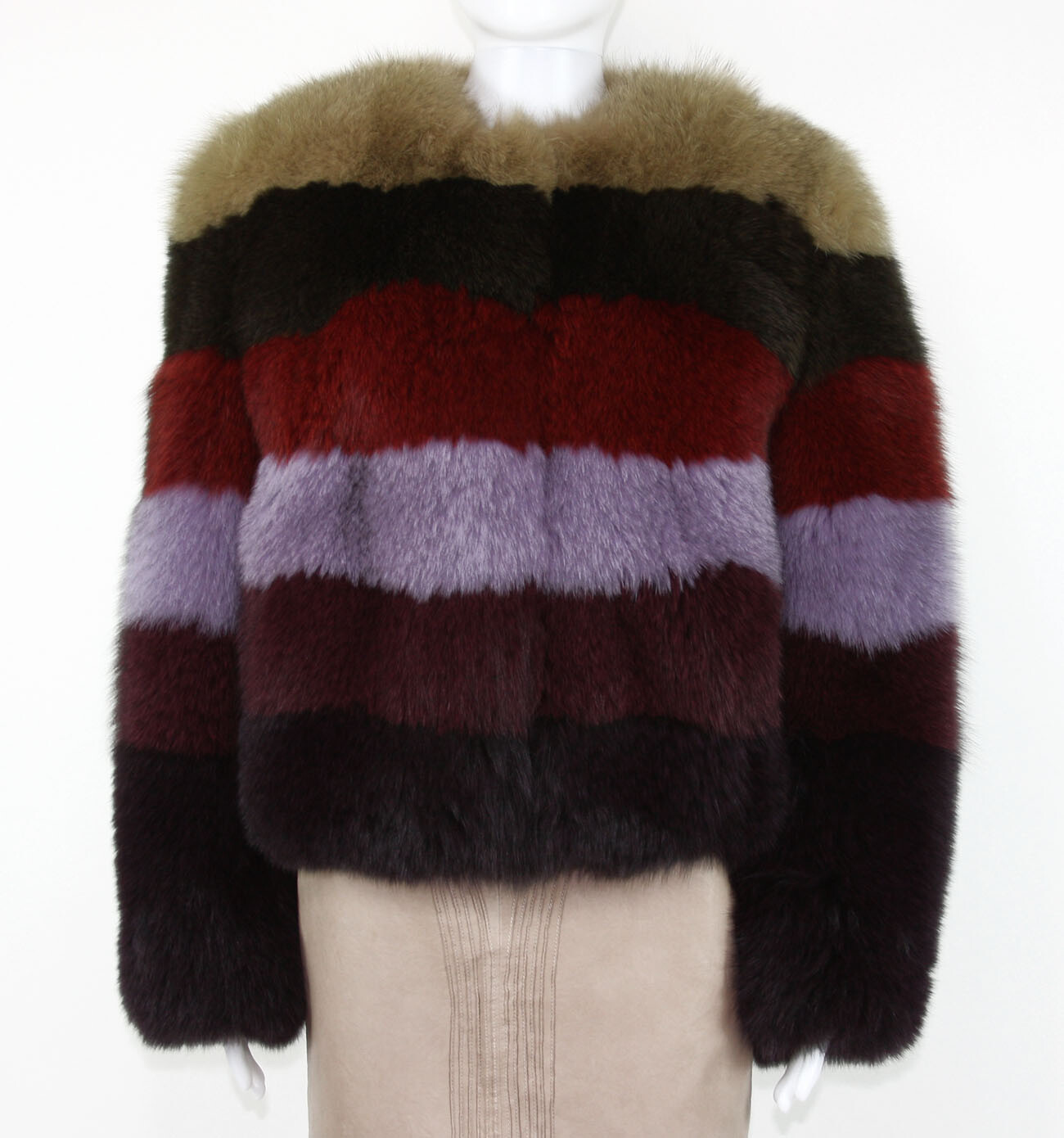 New ETRO $12560 100percent FOX Multi Color Fur Jacket It 42 - US 6