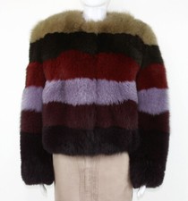 New Etro $12560 100% Fox Multi Color Fur Jacket It 42 - Us 6