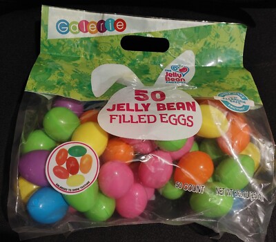 Bulk Plastic Candy Filled Easter Eggs Jelly Beans Assorted Bag of 50 Pre Filled