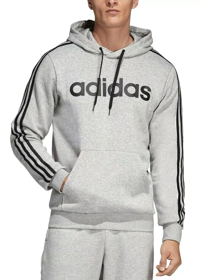 Fleece Ess Hoodie 2XL Sweatshirt Adidas eBay Cotton | Grey Mens Pullover