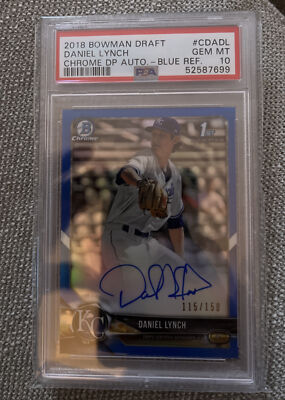 2018 Bowman Draft Daniel Lynch Blue Auto #115/150 PSA 10 GEM MT