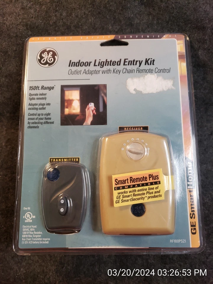 GE Indoor Lighted Entry Kit-outlet adapter w/ remote control-new-SEALED (C7B2) - Image 3 of 4