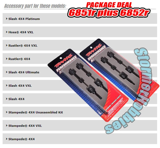 Traxxas 6851R & 6852R Front & Rear Driveshafts for Slash Rustler Hoss 4X4 VXL - Image 3 of 3