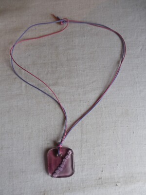 Pendentif En Verre De Murano Signé - Occasion - Bijou Artisanal Italien - Verre Soufflé à La Main