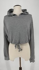 Women  s Cropped Heather Grey Hoodie 21  PTP