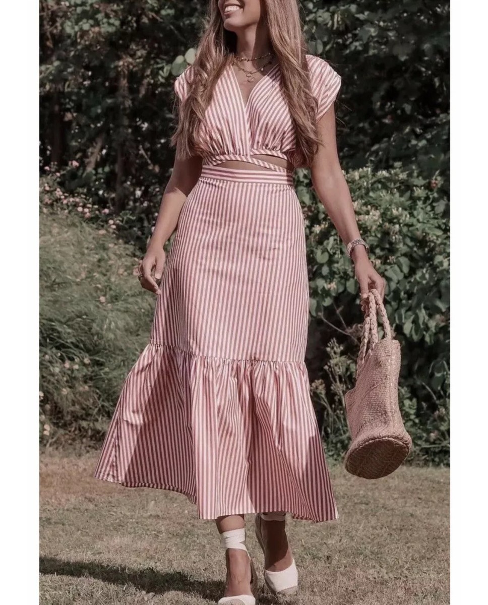 Kerry Striped Ruffle Dress 新品・ハンガー・タグ付 Kerry Striped Ruffle Dress